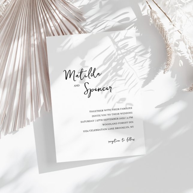 Elegantes Minimalistisches Script Schwarz und Weiß Einladung (Von Creator hochgeladen)
