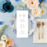 Elegantes Minimalistisches Script Schwarz und Weiß Menükarte<br><div class="desc">Dieses einfach stilvolle Hochzeitsmenü bietet elegante Schriftart mit minimalistischer Ästhetik. Die Rückseite ist mit Spot für zusätzliche Personalisierung. Teil einer Sammlung.</div>
