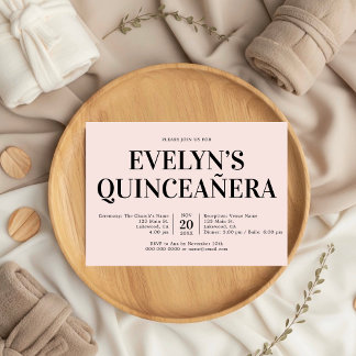 Elegantes Minimalistisches Simple Quinceanera Pink Einladung