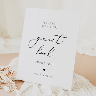 Elegantes Minimalistisches Skript Wedding Guest Bo Sockelschild