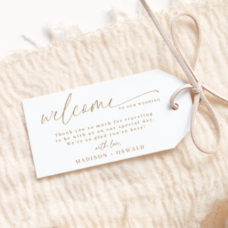Elegantes Minimalistisches SkriptWedding Willkomme Geschenkanhänger