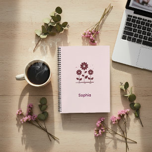 Elegantes Minimalistisches Spiral Journal mit Blum Notizbuch