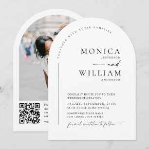 Elegantes Minimalistisches Stylish Wedding QR Code Einladung