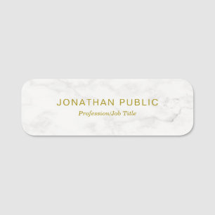 Elegantes Minimalistisches Template Gold Text Wei Namensschild