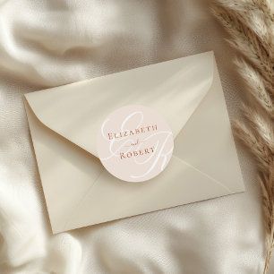 Elegantes minimalistisches Terrakotta-Monogramm zu Runder Aufkleber