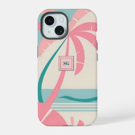 Elegantes Minimalistisches tropisches rosa aquamar iPhone 15 Hülle