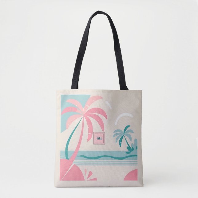 Elegantes Minimalistisches tropisches rosa aquamar Tasche (Vorderseite)