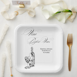 Elegantes Minimalistisches Vino Before Vows Brautp Pappteller