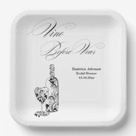 Elegantes Minimalistisches Vino Before Vows Brautp Pappteller