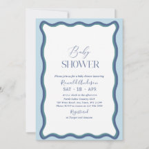Elegantes Minimalistisches Wavy Hot Blue Watercolo