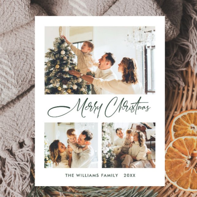 Elegantes Minimalistisches Weihnachten 3 Foto Gruß Postkarte (Von Creator hochgeladen)