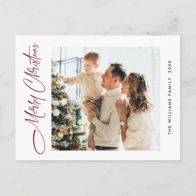 Elegantes Minimalistisches Weihnachten Ein Foto Gr Postkarte (Vorderseite)