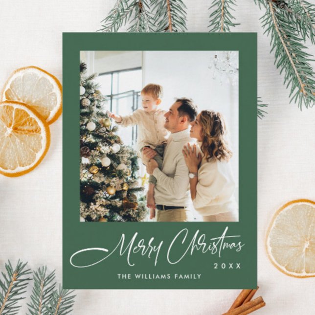 Elegantes Minimalistisches Weihnachten Ein Foto Gr Postkarte (Von Creator hochgeladen)