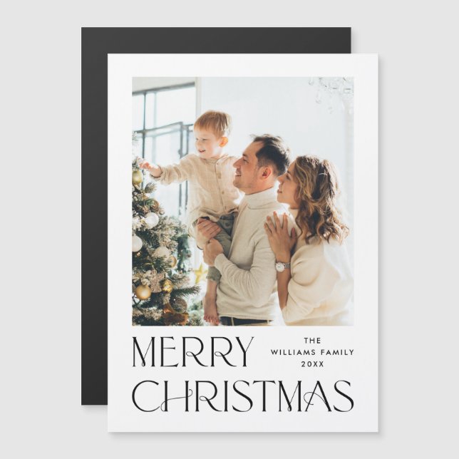 Elegantes Minimalistisches Weihnachts-FOTO Magnetk Magnetkarte (Vorne/Hinten)