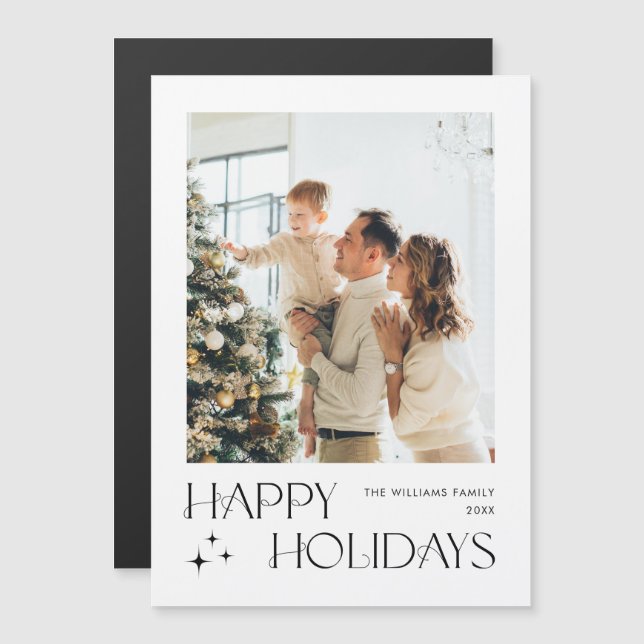 Elegantes Minimalistisches Weihnachts-FOTO Magnetk Magnetkarte (Vorne/Hinten)