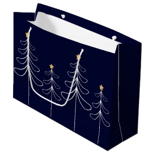 Elegantes minimalistisches Weihnachtsbaumdesign bl Große Geschenktüte