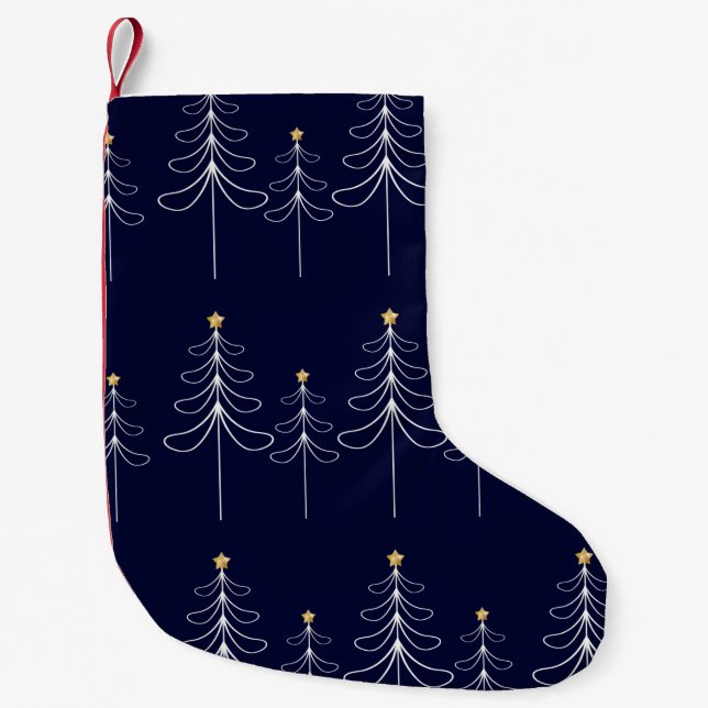 Elegantes minimalistisches Weihnachtsbaumdesign bl Kleiner Weihnachtsstrumpf (Vorderseite)
