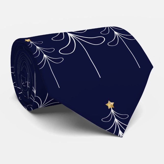 Elegantes minimalistisches Weihnachtsbaumdesign bl Krawatte (Gerollt)