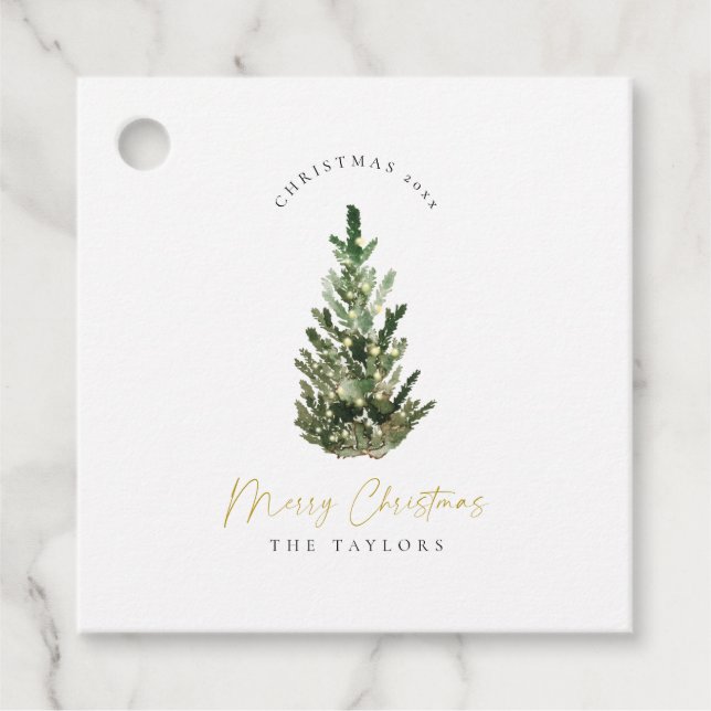 Elegantes Minimalistisches Weihnachtsbaumgeschenk Geschenkanhänger (Vorderseite)