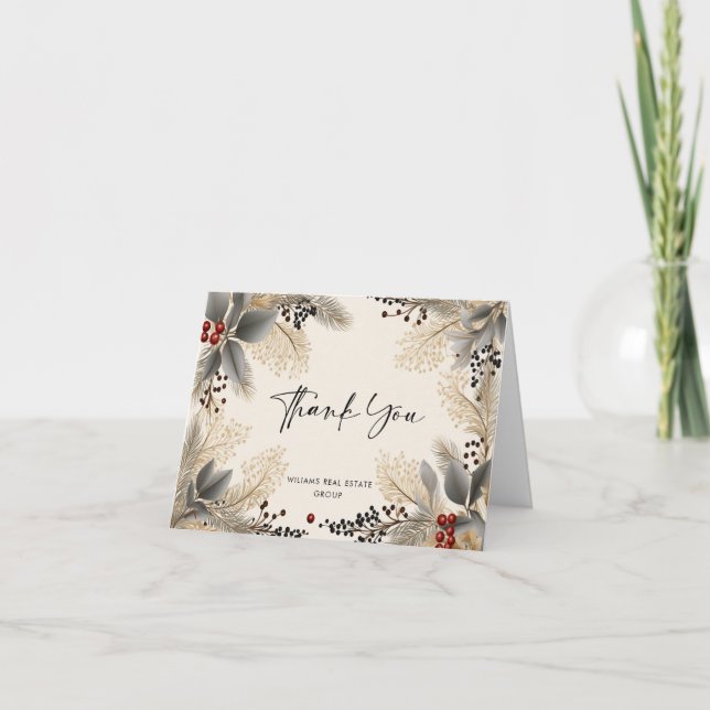 Elegantes Minimalistisches Weihnachtsunternehmen Dankeskarte (Vorderseite)