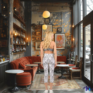 Elegantes minimalistisches weißes und graues Muste Capri Leggings