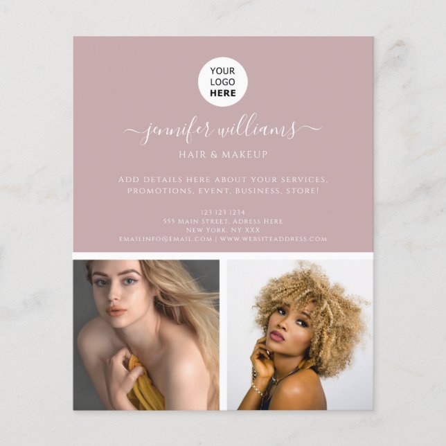 Elegantes Minimalistisches Werbemittel Rosa Modern Flyer (Vorne)