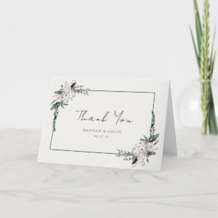 Elegantes Minimalistisches Winterreath Weiß Grün Dankeskarte