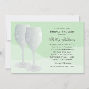 Elegantes Mint Cheers Weingläser Brautparty Einladung