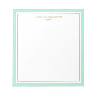 Elegantes Mint Gold Personalisiert Notizblock
