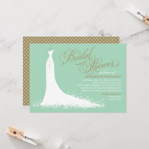 Elegantes mintgrünes Hochzeitskleid Brautparty Einladung