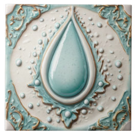 Elegantes Minzblau und weißes Wassertropfbad Fliese