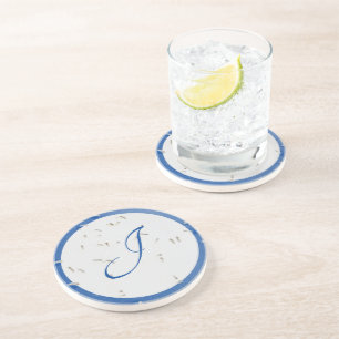 Elegantes Mit Monogramm Blau und Grau Getränkeuntersetzer