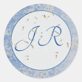 Elegantes Mit Monogramm Blau und Grau Runder Aufkleber