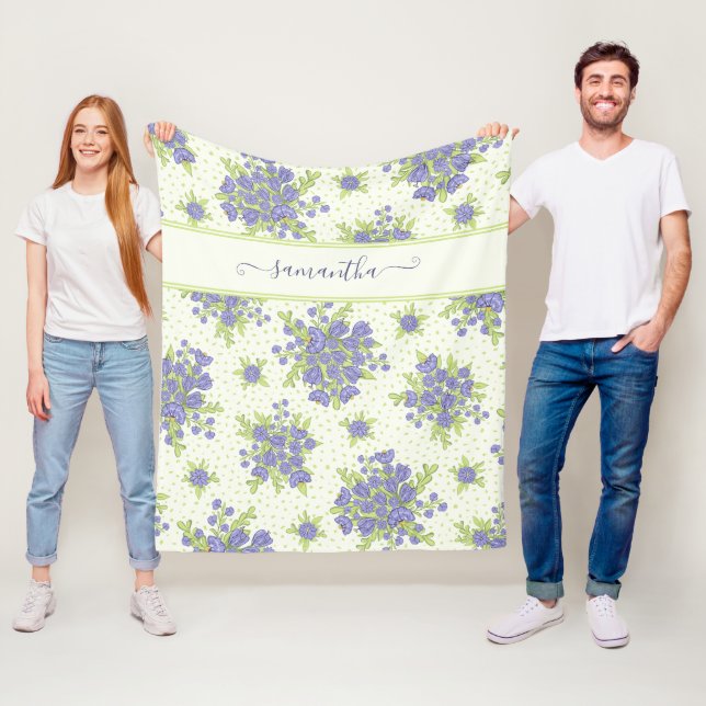 Elegantes Mit Monogramm Blumenmuster Fleecedecke (Beispiel)