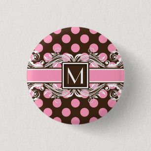 Elegantes Mit Monogramm geometrisches Punktmuster Button