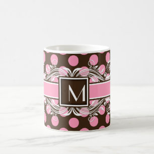 Elegantes Mit Monogramm geometrisches Punktmuster Kaffeetasse