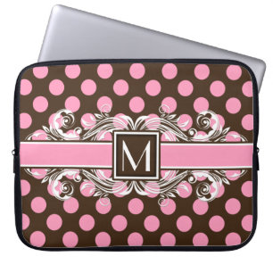 Elegantes Mit Monogramm geometrisches Punktmuster Laptopschutzhülle
