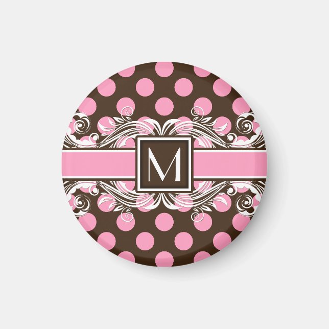 Elegantes Mit Monogramm geometrisches Punktmuster Magnet (Vorne)