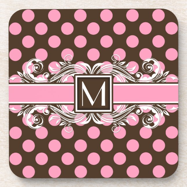 Elegantes Mit Monogramm geometrisches Punktmuster Untersetzer (Vorderseite)