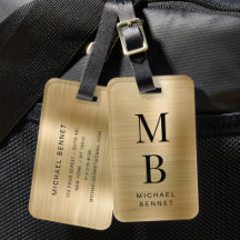 Elegantes Mit Monogramm-Gold-Brushed-Metallic