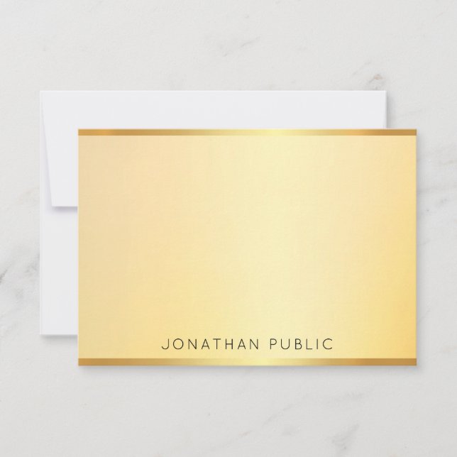 Elegantes Mit Monogramm Gold Look Modernes Templat Mitteilungskarte (Vorderseite)