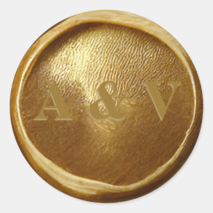 Elegantes Mit Monogramm Gold Wax Siegel Hochzeitsk Runder Aufkleber