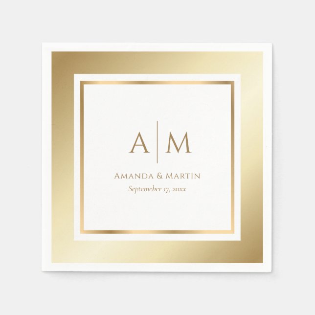 Elegantes Mit Monogramm Hochzeitspapier Napkins Serviette (Vorderseite)