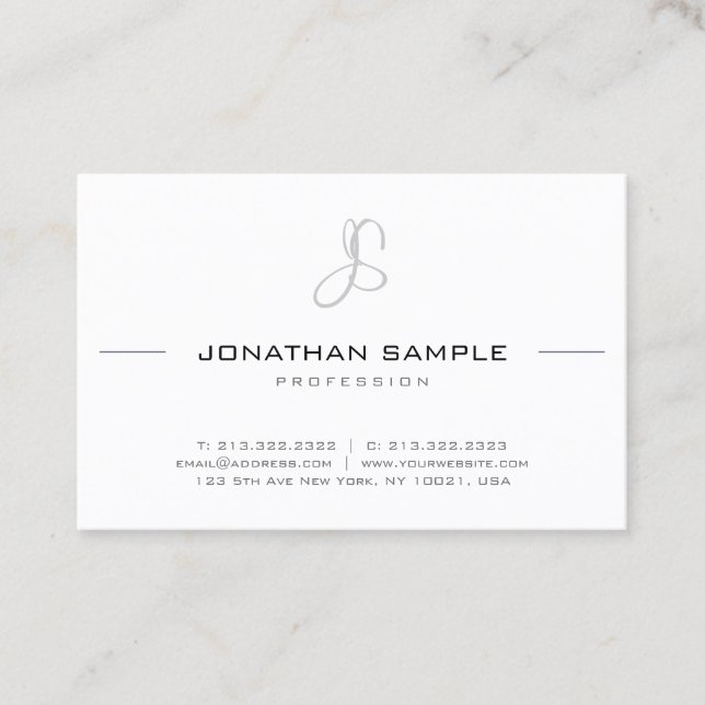 Elegantes Mit Monogramm Modernes Einfaches Berufli Visitenkarte (Vorderseite)