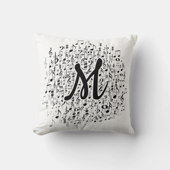 Elegantes mit Monogramm musikalische Kissen (Vorderseite)
