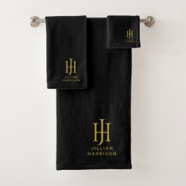 Elegantes Mit Monogramm Rosa Badhandtuch Set