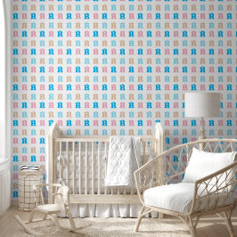 Elegantes Mit Monogramm Rosa Blue Kids Fun Letteri Tapete