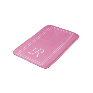 Elegantes Mit Monogramm rosa Streifen Personalisie Badematte
