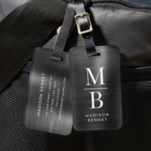 Elegantes Mit Monogramm Schwarz-Bürstenmetall