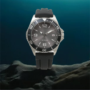 Elegantes, Mit Monogramm Silber gestreift Armbanduhr